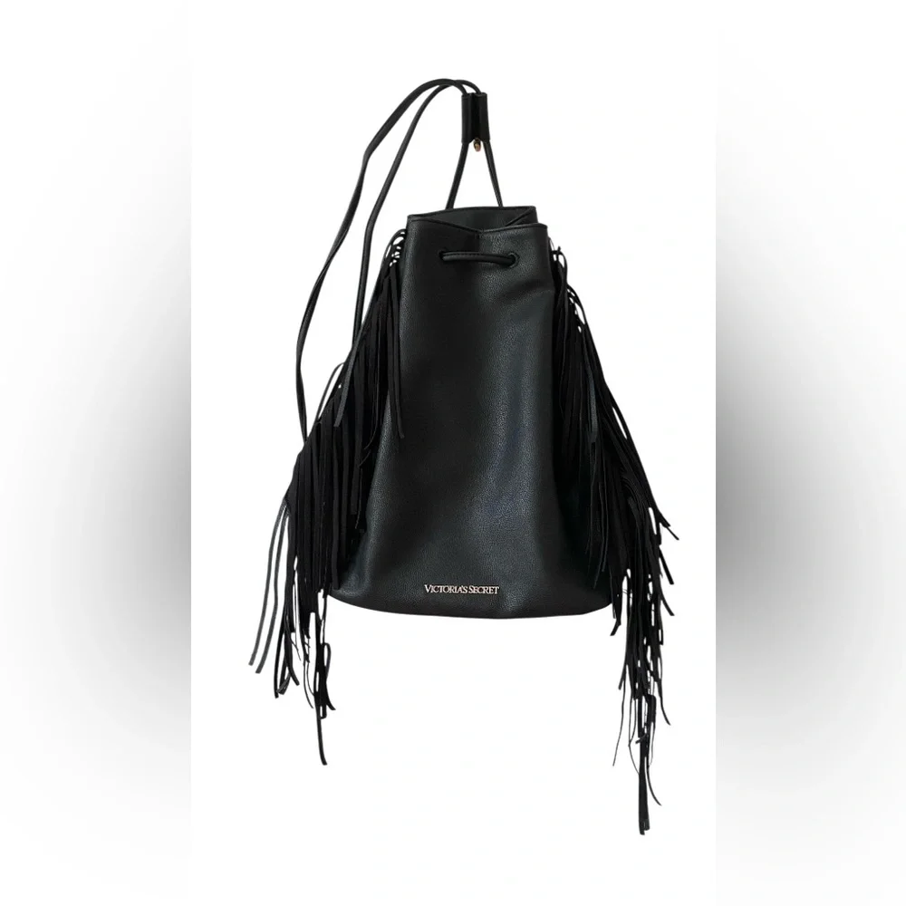 Victoria's Secret: Black Backpack with Fringe Details